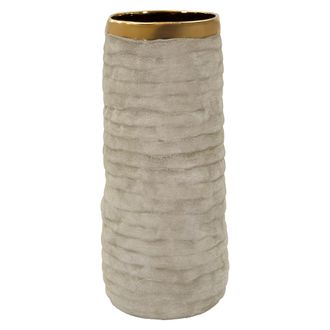 Dmora Vaso Fasimo, Finitura Naturale, Beige, Colore Struttura Oro, Diametro 11 Cm