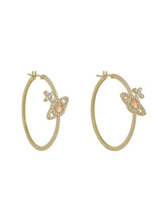 Vivienne Westwood Olympia Pav&eacute; orb Hoop Earrings - Gold - One Size