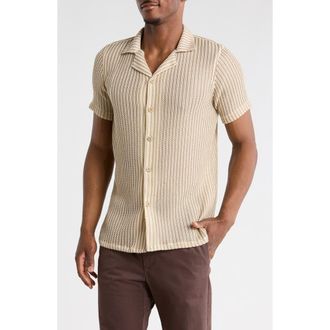 T.R. Premium Modern Fit Textured Camp Shirt in Beige at Nordstrom Rack, Size Xx-Large