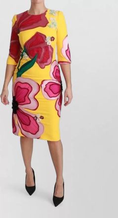 Dolce & Gabbana silk floral crystal-embellished bodycon knee-length dress