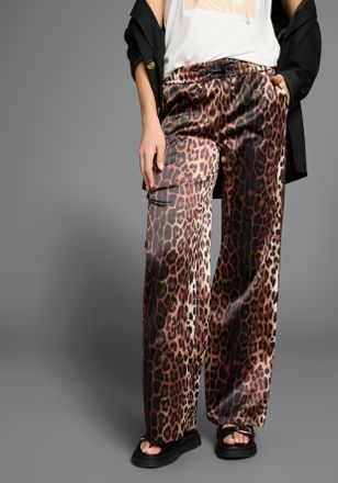 Laura Scott Schlupfhose LAURA SCOTT, Damen, Gr. 36, N-Gr, gemustert leo, Web, Obermaterial: 95% Polyester, 5% Elasthan, animal-print, figurumspielend lang, Hosen 