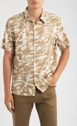 Theory Irving Short Sleeve Button-Up Shirt in Fresh Khaki Multi at Nordstrom, Size Medium