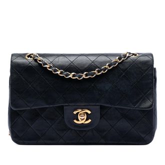 Chanel Pre-owned Womens Small Classic Lambskin Double Flap - Black Leather - One Size