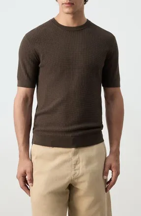 Mango Waffle Knit T-Shirt in Brown at Nordstrom, Size Xx-Large
