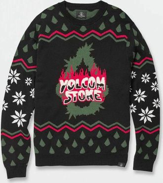 Volcom Holi Dazed Sweater Mens Multicolor Knitted Printed Pullover RED460