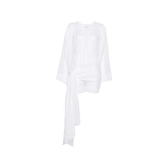 Andamane Blouses, female, White, Size: 2XS Lace-up Knotted Waist Mini Dress