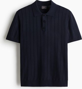 H&M Poloshirt mit Struktur in Regular Fit - Blue
