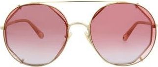 Chlo&eacute; Novelty 57mm Aviator Sunglasses in Gold Pink Red at Nordstrom Rack