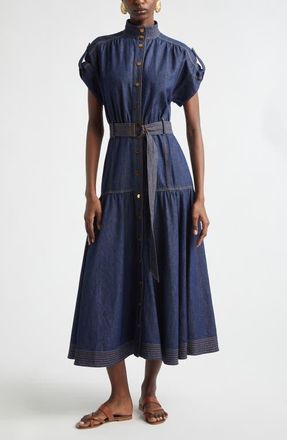 Zimmermann Kindred Spirit Belted Denim Midi Dress in Harbour Blue at Nordstrom, Size 0P