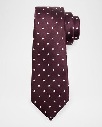 Tom Ford Mens Polka Dot Mulberry Silk Tie