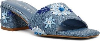 Anne Klein Dolls Block Heel Sandal in Blue Raffia at Nordstrom, Size 5.5