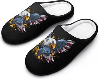 Generic Usa Flag And Ea-gles Beer Mens Slippers Comfortable And Non-slip Cotton Slipper Shoe for House