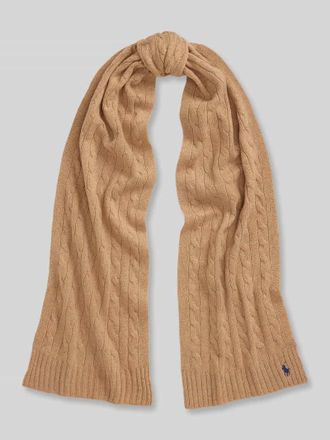 Polo Ralph Lauren Schal aus Schurwoll-Kaschmir-Mix mit Logo-Stitching in Camel, Gr&ouml;&szlig;e 1