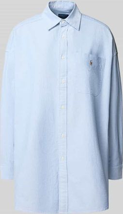 Polo Ralph Lauren Regular Fit Hemdbluse mit Logo-Stitching in Blau, Größe XL