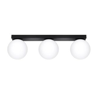 Wonderlamp L&aacute;mpara de techo rectangular negro con 3 esferas blancas