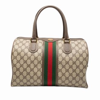 Gucci Pre-owned Womens Gg Supreme Web Boston Bag - Tan Textile - One Size