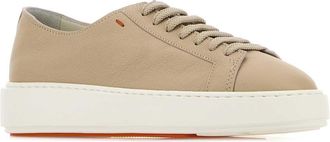 Santoni Womens Beige Leather Clean Sneakers Nude