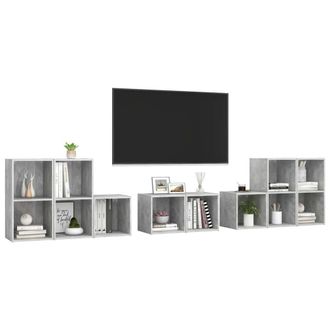 Berkfield Home Classic 8 Piece TV Cabinet Set Concrete Grey Engineered Wood