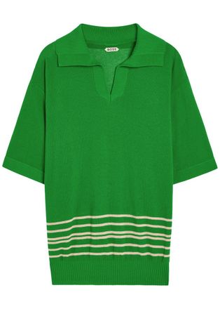 Bode Bentgrass Logo-embroidered Cotton-knit Polo Shirt - Green - XL