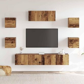 Berkfield Home Classic 5 Piece TV Cabinet Set Wall-mounted Old Wood in Brown