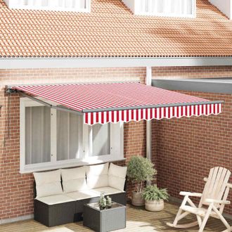 vidaXL Toldo Retr&aacute;ctil Manual Rayas Rojas Y Blancas 350x250 Cm Tela Vidaxl