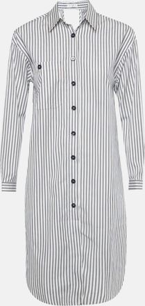 Sandro White Striped Cotton Backless Shirt Dress