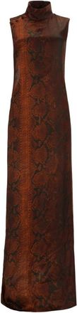 Jean Paul Gaultier Lange Mouwloze Jurk Met Pythonprint - Dames - Avondkleed - Rood - XS - Kleedjes