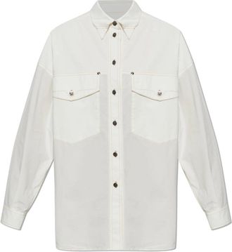 Versace Losvallend shirt - Dames - Overhemden - Wit - M - Katoen - Overhemden