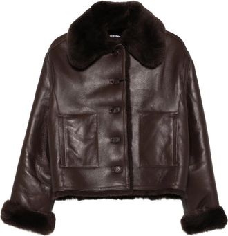 DAVID KOMA Fur-trimmed Leather Jacket