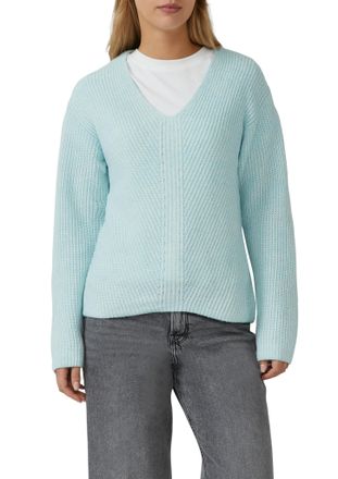 s.Oliver Strickpullover S.OLIVER, Damen, Gr. 34, icy aqua, Strick, Obermaterial: 59% Baumwolle, 37% Polyacryl, 4% Wolle, Strukturmuster, unifarben, relaxed fit