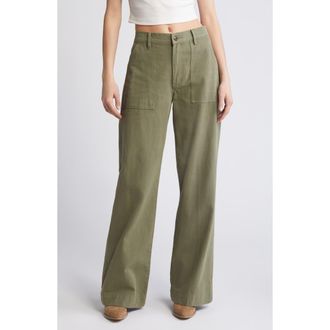 Re/Done Baker Cotton Wide Leg Pants in Bayleaf at Nordstrom Rack, Size 24