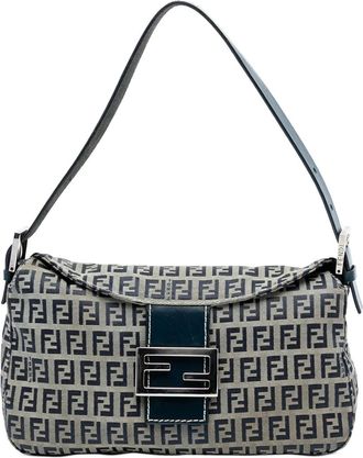 Fendi Borsa a spalla Double Flap in tela con motivo Zucchino XX secolo - Grigio