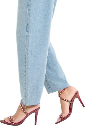 Misspap Studded Strappy High Metal Stiletto Heel Sandals, 4, Burgundy