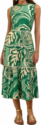 Adelyn Rae Alva Leaf Midi Dress In Amazon Green