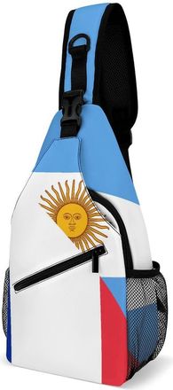 Generic France And Argentina Flag Mens Crossbody Chest Sling Bag for Travel Hiking Lightweight Shoulder Bags with Small Side