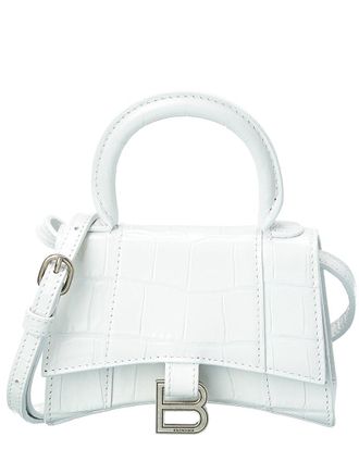 Balenciaga Hourglass Mini Croc-Embossed Leather Shoulder Bag