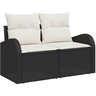 vidaXL Sof&aacute; De Jard&iacute;n Con Coj&iacute;n Negro 124 X 62 X 69cm Rat&aacute;n Sint&eacute;tico Vidaxl