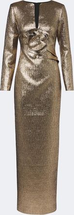 Roland Mouret Floral-appliqu&eacute; metallic-effect cloqu&eacute; gown