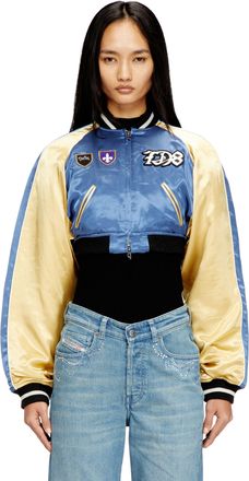 Diesel Cropped satin souvenir jacket - Jackets - Woman - Multicolor