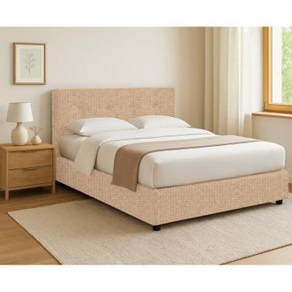 Dmora Cama Doble Preston, Desenfundable, Hecho En Italia, Beige