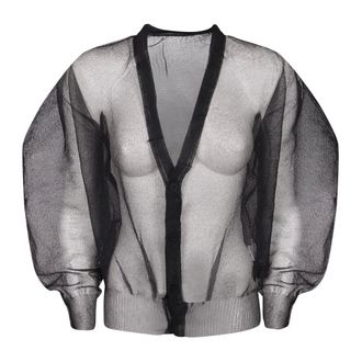 Issey Miyake Truien & Vesten, Dames, Zwart, M, Nylon, Transparent Nylon Cardigan