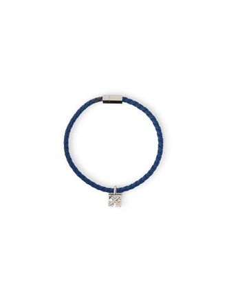 Off-white Mens Arrow Blue Leather Bracelet in Silver at Nordstrom, Size Medium