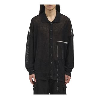 Isabel Benenato Cardigan in Lino - male - ISABEL BENENATO - Cardigans - Black - L - Knitwear