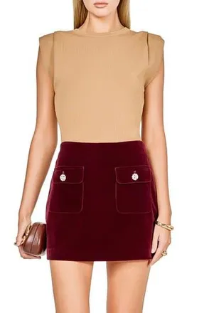 endless rose Pleated Shoulder Knit Top in Mousse at Nordstrom Rack, Size X-Small