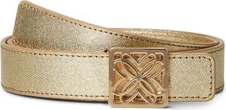 Lilly Pulitzer LP Skinny Leather Logo Belt Womens Belts Gold Metallic : LG/XL