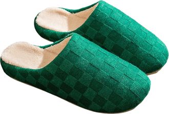 Generic Womens Slippers Size 6 Indoor Shoes for Women Memory Foam Slippers Checkerboard Cotton Slipper for Women Home Use in Winter Warmth with Thick Sole Vel