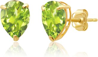 MAX + STONE 14k Yellow or White Gold Teardrop 8mm Gemstone Pear Shape Stud Earrings