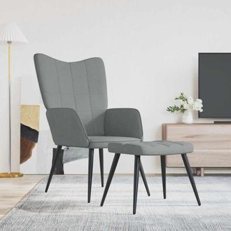 vidaXL Silla De Relajaci&oacute;n Con Reposapi&eacute;s Tela Gris Claro Vidaxl