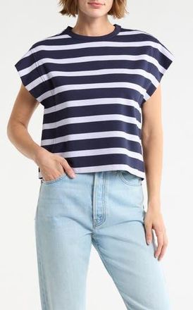 Daniel Rainn Stripe Cap Sleeve Top in Navy/Ivory at Nordstrom Rack, Size X-Large