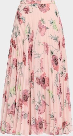Erdem Floral Pleated Voile Midi Skirt